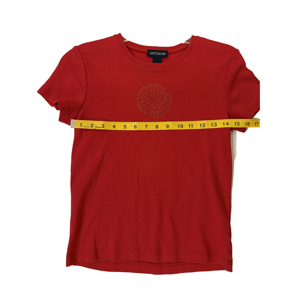 Vintage Ann Taylor Blouse Womens SM Red Rose Graphic Crewneck 100% Cotton USA - Picture 2 of 6